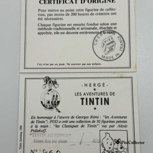 Certificat Milou trône - PixiCollector.com Certificat d’authenticité Pixi figurine Tintin Milou trône (réf. 4529)