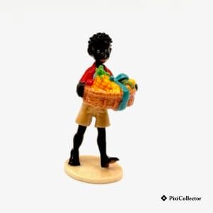 Pixi figurine Tintin Carte de Vœux 1972 en métal Coco avec panier de fruits (réf. 1/46979) – vue de face