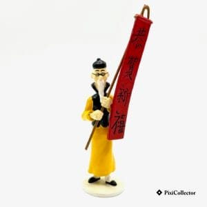 Figurine Pixi Tintin Carte de Vœux 1972 en métal « Mr Wang et la banderole » (réf. 2/46975) – vue de face