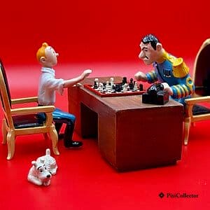 Figurine Pixi Tintin en métal « La partie d'échecs de Tintin et d'Alcazar » (réf. 4571) – vue de face
