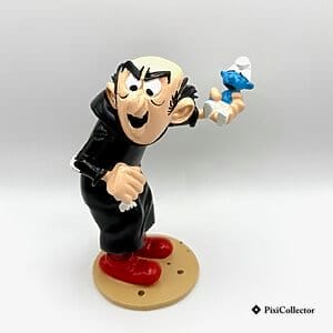 Figurine Pixi Schtroumpfs en métal « Gargamel et le Schtroumpf prisonnier » (réf. 6458) – vue de face