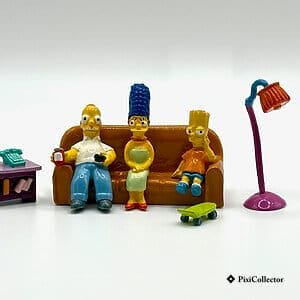 Figurine Pixi Mini : Héros de BD en métal « Les Simpson sur le Canapé TV » (réf. 2195), ensemble de 7 figurines – vue de face