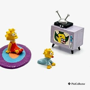 Figurine Pixi Mini : Héros de BD en métal « Maggie et Lisa Simpson devant la TV » (réf. 2196) – vue de face