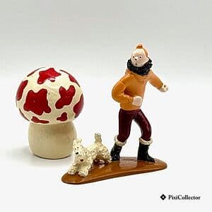 Figurine Pixi Tintin en métal « Tintin, Milou et le champignon » (réf. 4517) – vue de face