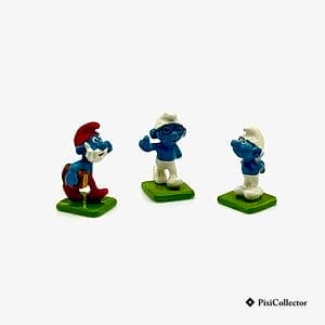 Ensemble de 3 figurines Pixi Schtroumpfs Mini Village en métal « Boîte complémentaire laboratoire - 3 fig. » (réf. 2701), vue de face