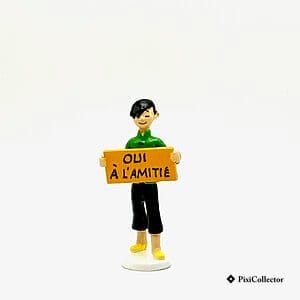 Figurine Pixi Tintin Carte de Vœux 1972 en métal « Tchang "Oui à l'amitié" » (réf. 3/46987), vue de face